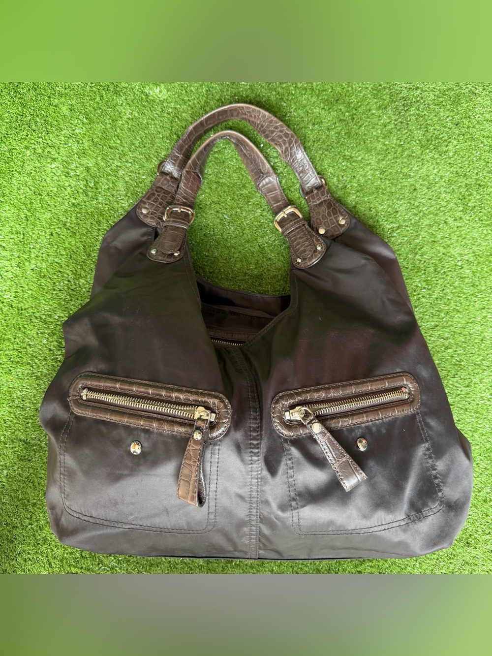 DKNY Brown Nylon Hobo Bag